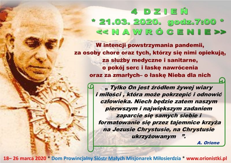 21. 03. 2020. CZWARTY DZIEŃ NASZEJ WSPÓLNEJ NOWENNY
